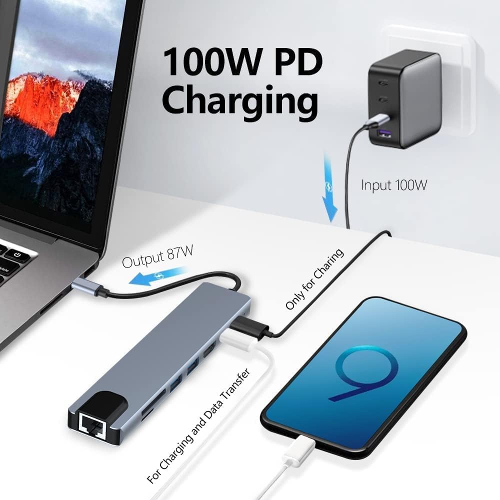 Hub USB 8 Ports Avec Connecteur Type C - Marque CANN, Neuf, Adaptateur Multiport
