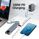 Hub MultiPort 8 en 1 USB C, Adaptateur de Type C Pour Smartphones, Ordinateurs, Tablettes
