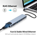 Hub MultiPort 8 en 1 USB C, Adaptateur de Type C Pour Smartphones, Ordinateurs, Tablettes