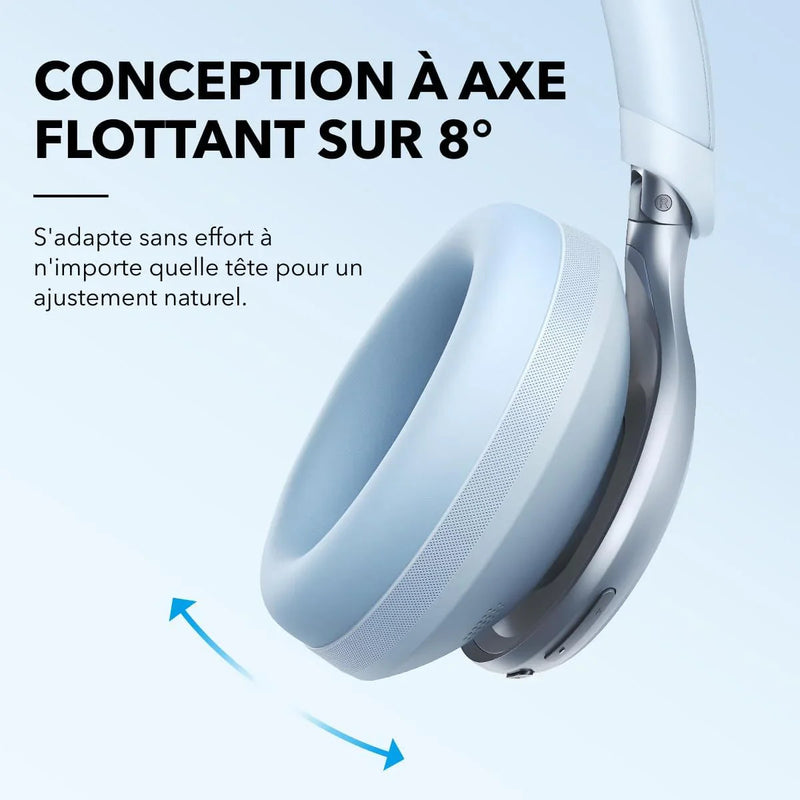 Casque Anker Soundcore Space One, Réduction de bruit améliorée, Bleu Ciel