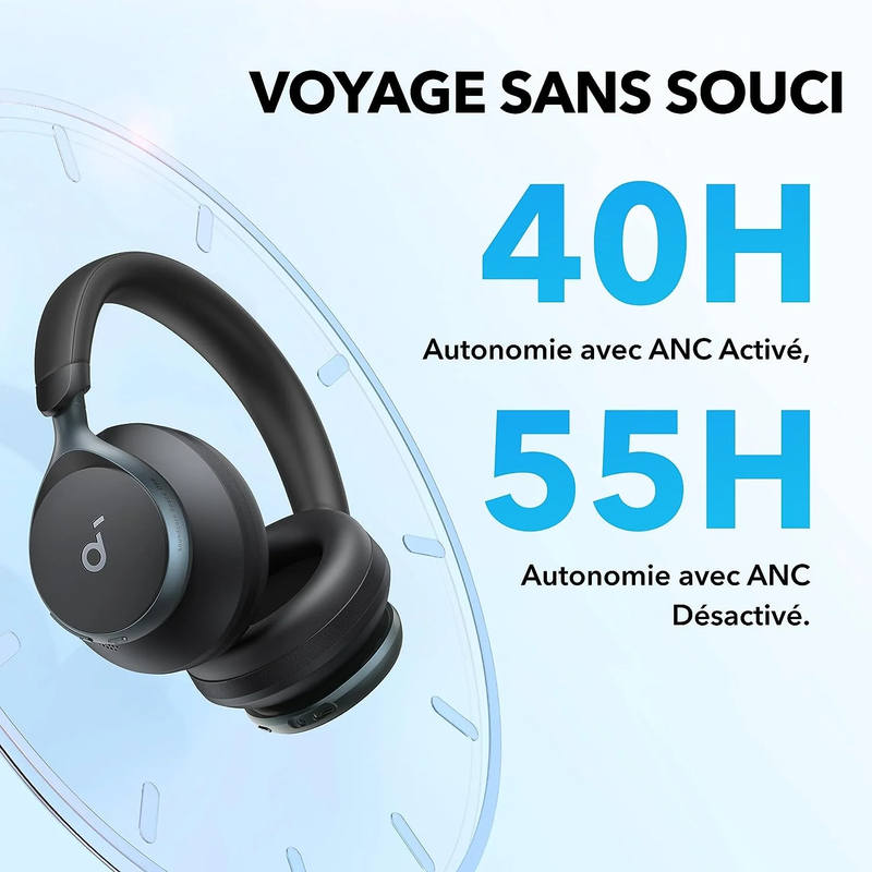 Casque Anker Soundcore Space One, Réduction de bruit améliorée, Noir