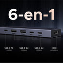 Hub Multiport 6 en 1 USB C, Ugreen Revodok Pro 106 Station d'accueil