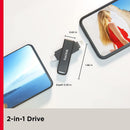 128 Go Clé USB Sandisk iXpand Luxe 2-in-1 Lightning & USB Type-C Pour Iphone, Ipad, Ordinateur Portable