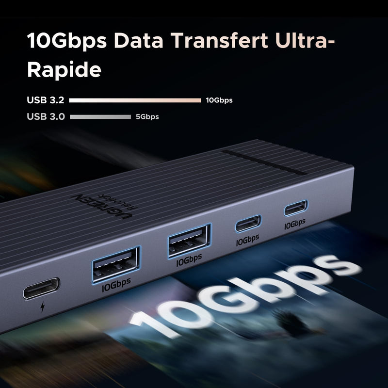 Hub Multiport 6 en 1 USB C, Ugreen Revodok Pro 106 Station d'accueil