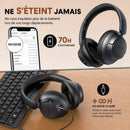 Casque BERIBES - 70h d’Autonomie, Réduction Active du Bruit – Son Hi-Fi - Bluetooth