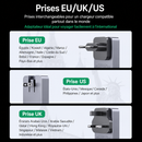 Chargeur UGREEN Nexode Pro 65W, Chargeur Universel Ultra-Slim, Recharge Rapide GaN 3 Ports