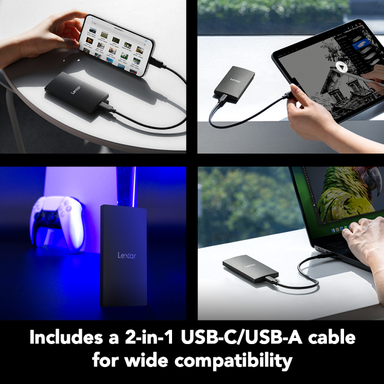 1 Tera SSD Externe Portable Lexar SL300 USB 3.2 Type C