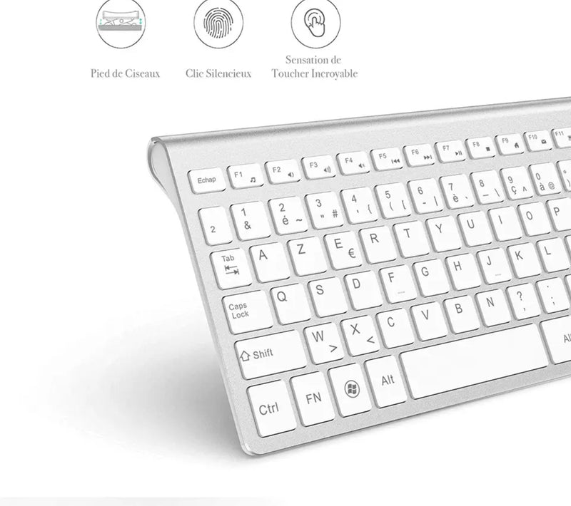 Clavier Azerty avec Pavé Numerique Sans Fil plus Souris Pour Ordinateur, iMac, Tablette