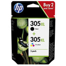 HP 305XL Cartouches d'Encre Noir/tricolore d'origine à haut rendement (6ZA94AE) MultiPack