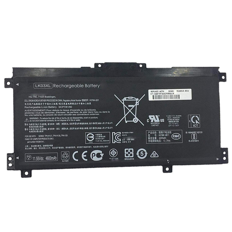 Batterie BN03XL Compatible HP Envy X360 15/13 - 11.55V, 51Wh - Remplacement Pour HSTNN-OB1O, L77034-005, Etc.