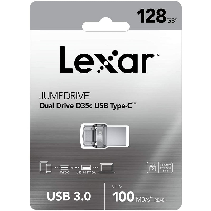 128 Go Clé USB 3.0 Lexar JumpDrive D35c Dual Drive Type-C & Type-A